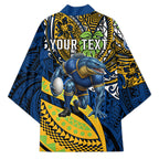 Personalised Parramatta Eels Kimono Polynesian Tribal Art Style With Muscular Eel Mascot