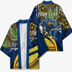 Personalised Parramatta Eels Kimono Polynesian Tribal Art Style With Muscular Eel Mascot
