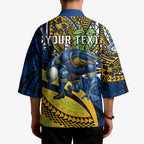 Personalised Parramatta Eels Kimono Polynesian Tribal Art Style With Muscular Eel Mascot