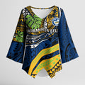 Personalised Parramatta Eels Kimono Sleeve Blouse Polynesian Tribal Art Style With Muscular Eel Mascot
