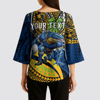Personalised Parramatta Eels Kimono Sleeve Blouse Polynesian Tribal Art Style With Muscular Eel Mascot