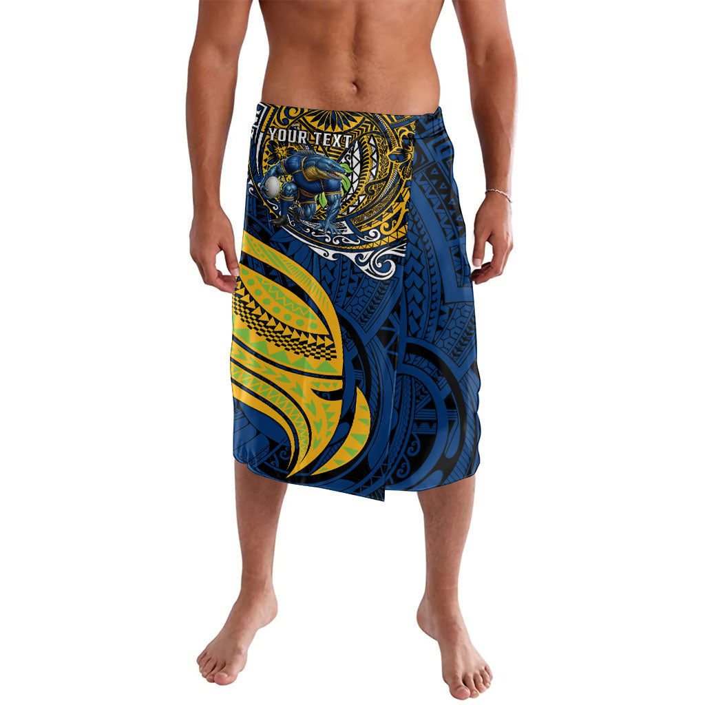 Personalised Parramatta Eels Lavalava Polynesian Tribal Art Style With Muscular Eel Mascot