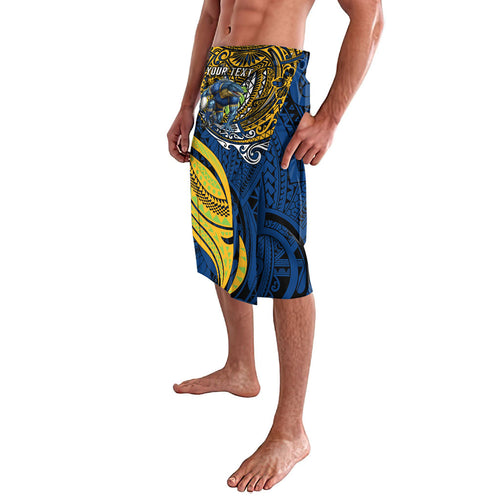 Personalised Parramatta Eels Lavalava Polynesian Tribal Art Style With Muscular Eel Mascot