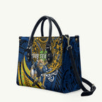 Personalised Parramatta Eels Leather Bag Polynesian Tribal Art Style With Muscular Eel Mascot