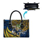 Personalised Parramatta Eels Leather Bag Polynesian Tribal Art Style With Muscular Eel Mascot