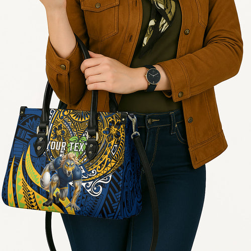 Personalised Parramatta Eels Leather Bag Polynesian Tribal Art Style With Muscular Eel Mascot