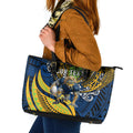 Personalised Parramatta Eels Leather Tote Bag Polynesian Tribal Art Style With Muscular Eel Mascot
