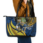 Personalised Parramatta Eels Leather Tote Bag Polynesian Tribal Art Style With Muscular Eel Mascot