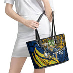 Personalised Parramatta Eels Leather Tote Bag Polynesian Tribal Art Style With Muscular Eel Mascot