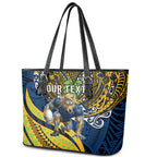 Personalised Parramatta Eels Leather Tote Bag Polynesian Tribal Art Style With Muscular Eel Mascot