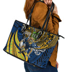 Personalised Parramatta Eels Leather Tote Bag Polynesian Tribal Art Style With Muscular Eel Mascot