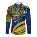 Personalised Parramatta Eels Long Sleeve Button Shirt Polynesian Tribal Art Style With Muscular Eel Mascot