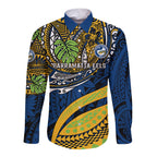 Personalised Parramatta Eels Long Sleeve Button Shirt Polynesian Tribal Art Style With Muscular Eel Mascot