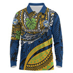 Personalised Parramatta Eels Long Sleeve Polo Shirt Polynesian Tribal Art Style With Muscular Eel Mascot