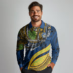 Personalised Parramatta Eels Long Sleeve Polo Shirt Polynesian Tribal Art Style With Muscular Eel Mascot