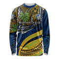 Personalised Parramatta Eels Long Sleeve Shirt Polynesian Tribal Art Style With Muscular Eel Mascot