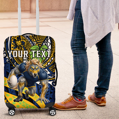Personalised Parramatta Eels Luggage Cover Polynesian Tribal Art Style With Muscular Eel Mascot