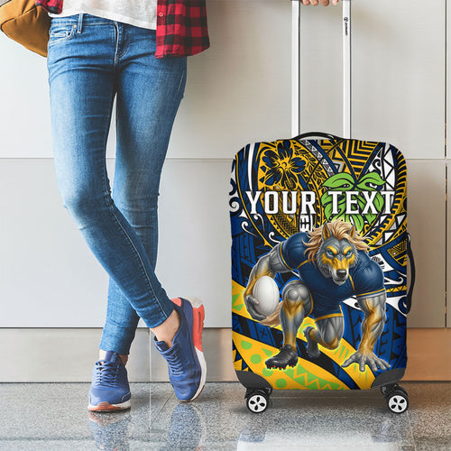 Personalised Parramatta Eels Luggage Cover Polynesian Tribal Art Style With Muscular Eel Mascot