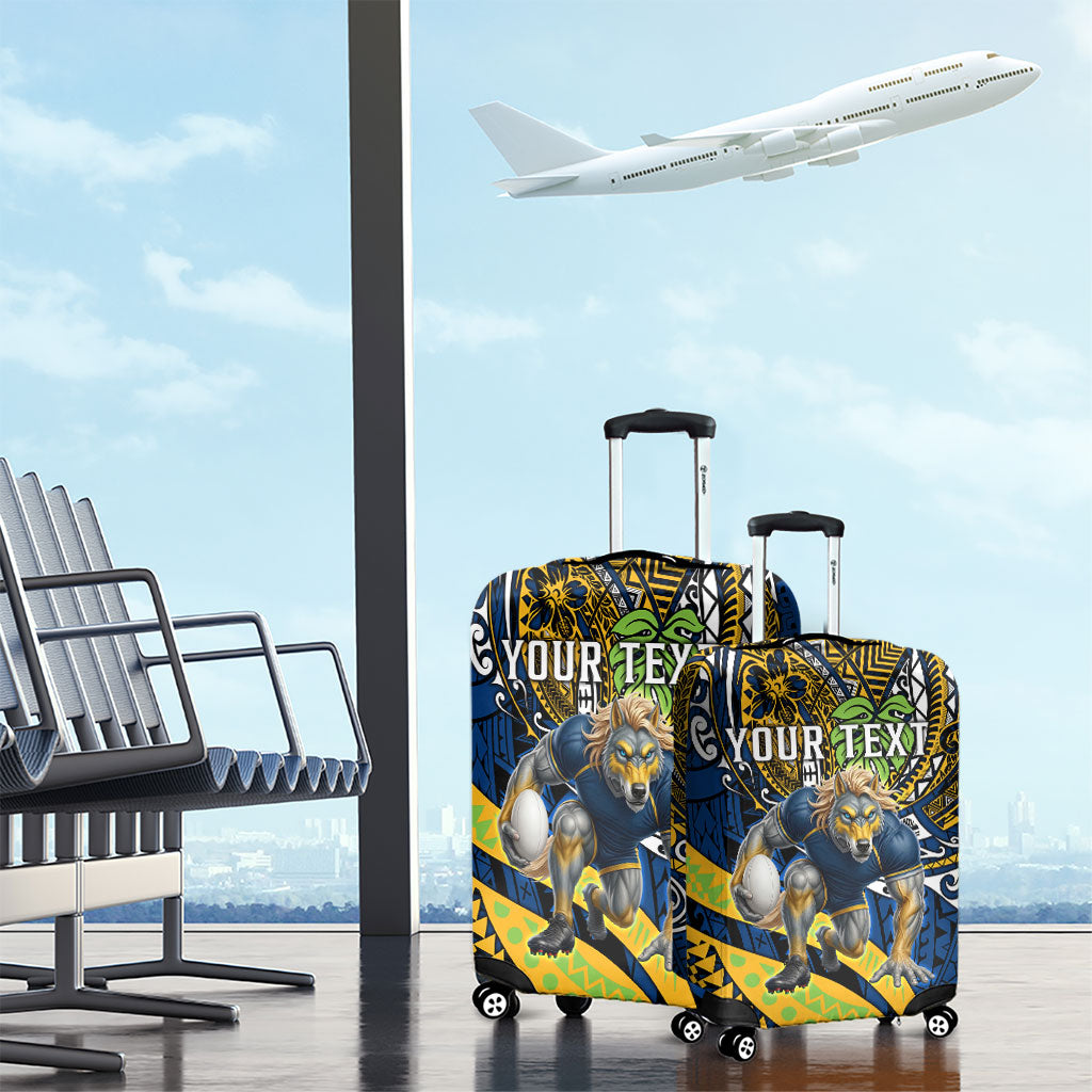 Personalised Parramatta Eels Luggage Cover Polynesian Tribal Art Style With Muscular Eel Mascot