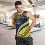 Personalised Parramatta Eels Men Tank Top Polynesian Tribal Art Style With Muscular Eel Mascot