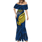 Personalised Parramatta Eels Mermaid Dress Polynesian Tribal Art Style With Muscular Eel Mascot
