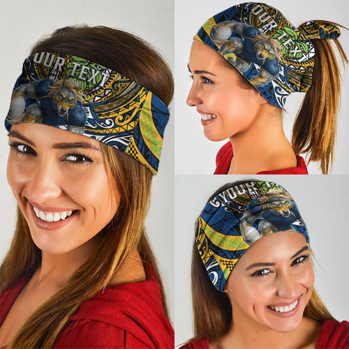 Personalised Parramatta Eels Neck Gaiter Polynesian Tribal Art Style With Muscular Eel Mascot