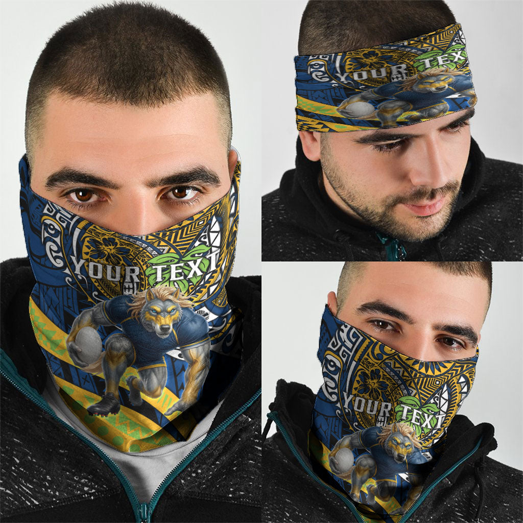 Personalised Parramatta Eels Neck Gaiter Polynesian Tribal Art Style With Muscular Eel Mascot