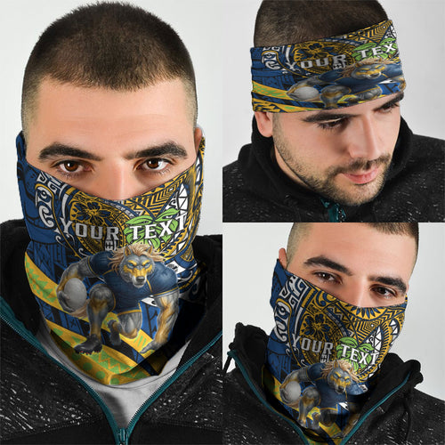 Personalised Parramatta Eels Neck Gaiter Polynesian Tribal Art Style With Muscular Eel Mascot