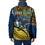 Personalised Parramatta Eels Padded Jacket Polynesian Tribal Art Style With Muscular Eel Mascot