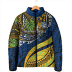 Personalised Parramatta Eels Padded Jacket Polynesian Tribal Art Style With Muscular Eel Mascot