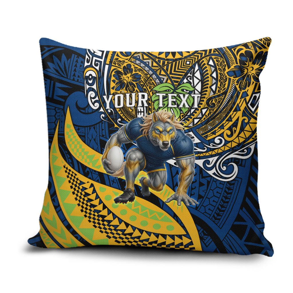 Personalised Parramatta Eels Pillow Cover Polynesian Tribal Art Style With Muscular Eel Mascot