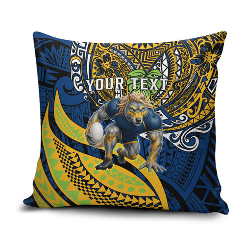 Personalised Parramatta Eels Pillow Cover Polynesian Tribal Art Style With Muscular Eel Mascot
