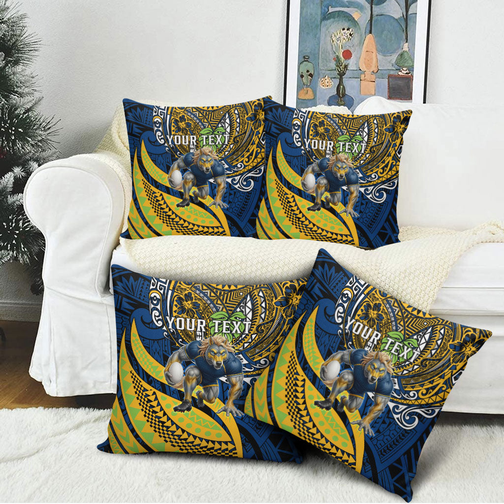 Personalised Parramatta Eels Pillow Cover Polynesian Tribal Art Style With Muscular Eel Mascot