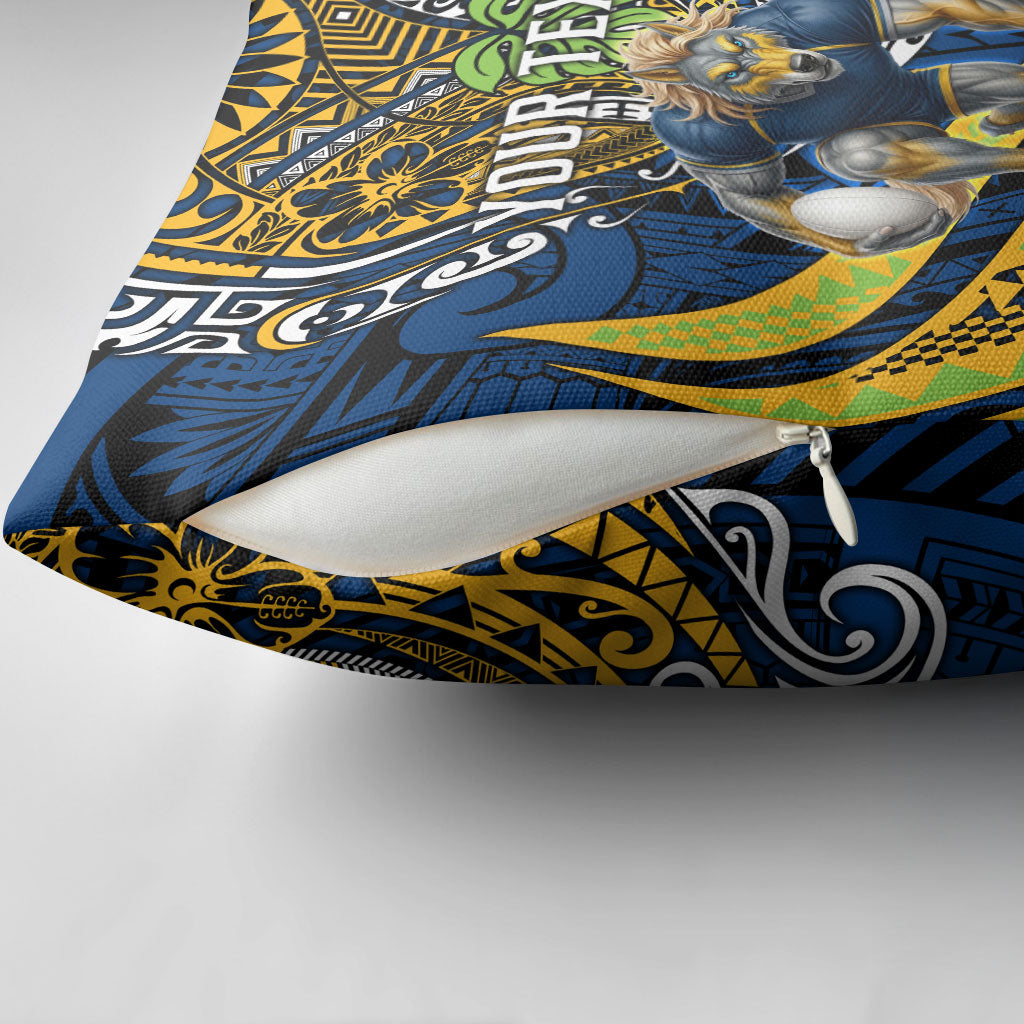 Personalised Parramatta Eels Pillow Cover Polynesian Tribal Art Style With Muscular Eel Mascot