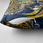 Personalised Parramatta Eels Pillow Cover Polynesian Tribal Art Style With Muscular Eel Mascot