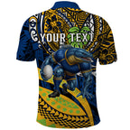 Personalised Parramatta Eels Polo Shirt Polynesian Tribal Art Style With Muscular Eel Mascot