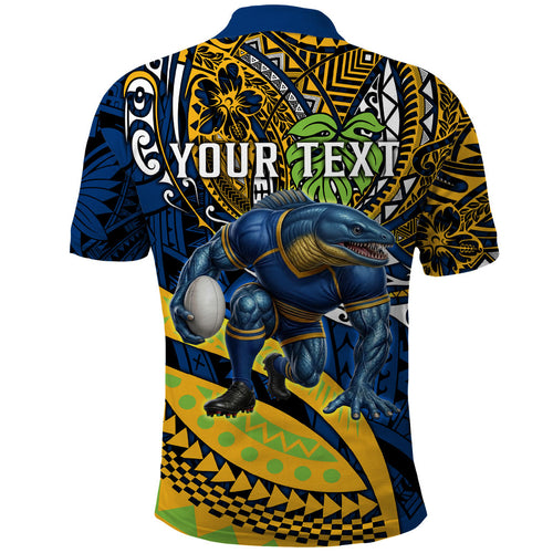 Personalised Parramatta Eels Polo Shirt Polynesian Tribal Art Style With Muscular Eel Mascot