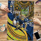 Personalised Parramatta Eels Puzzle Polynesian Tribal Art Style With Muscular Eel Mascot