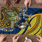 Personalised Parramatta Eels Puzzle Polynesian Tribal Art Style With Muscular Eel Mascot