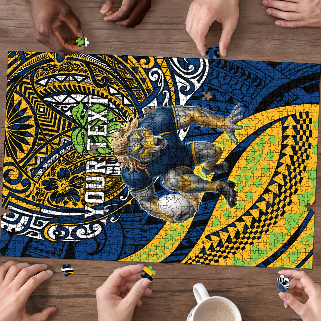 Personalised Parramatta Eels Puzzle Polynesian Tribal Art Style With Muscular Eel Mascot