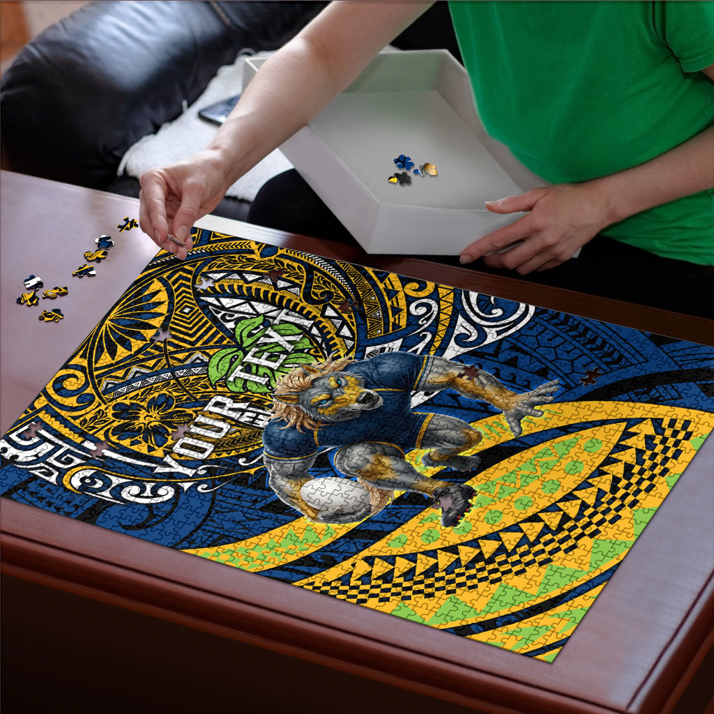 Personalised Parramatta Eels Puzzle Polynesian Tribal Art Style With Muscular Eel Mascot