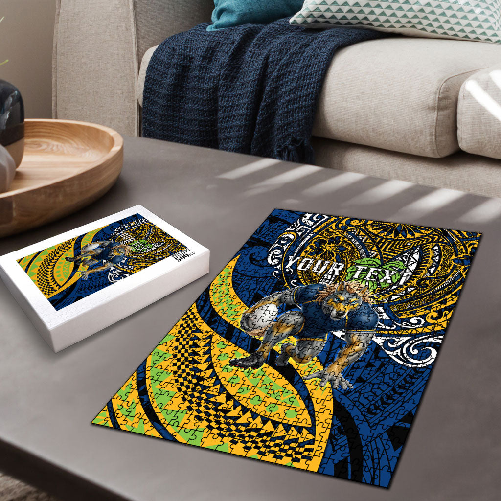 Personalised Parramatta Eels Puzzle Polynesian Tribal Art Style With Muscular Eel Mascot
