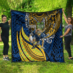 Personalised Parramatta Eels Quilt Polynesian Tribal Art Style With Muscular Eel Mascot