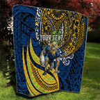 Personalised Parramatta Eels Quilt Polynesian Tribal Art Style With Muscular Eel Mascot