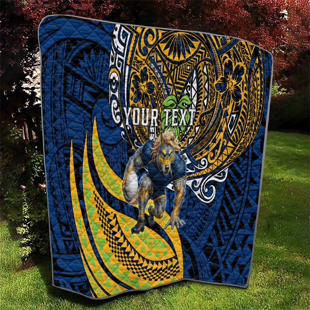 Personalised Parramatta Eels Quilt Polynesian Tribal Art Style With Muscular Eel Mascot