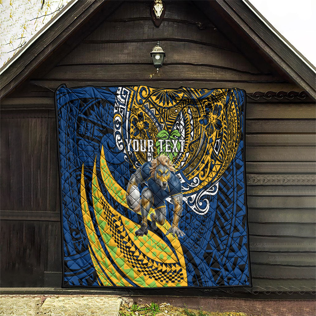 Personalised Parramatta Eels Quilt Polynesian Tribal Art Style With Muscular Eel Mascot