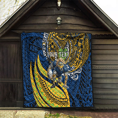 Personalised Parramatta Eels Quilt Polynesian Tribal Art Style With Muscular Eel Mascot
