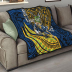 Personalised Parramatta Eels Quilt Polynesian Tribal Art Style With Muscular Eel Mascot