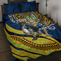 Personalised Parramatta Eels Quilt Bed Set Polynesian Tribal Art Style With Muscular Eel Mascot