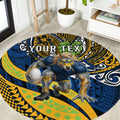 Personalised Parramatta Eels Round Carpet Polynesian Tribal Art Style With Muscular Eel Mascot